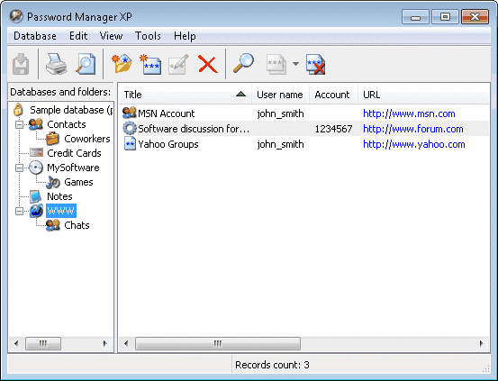 Password Manager XP Screenshot